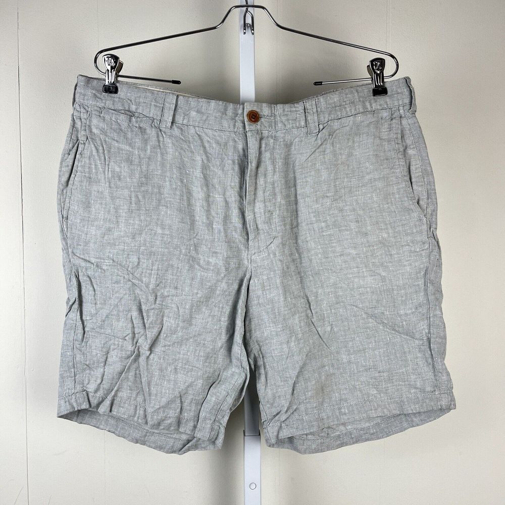 J. Crew Stanton Shorts Baird McNutt Irish Linen Light‎ Gray Mens Size 36x9